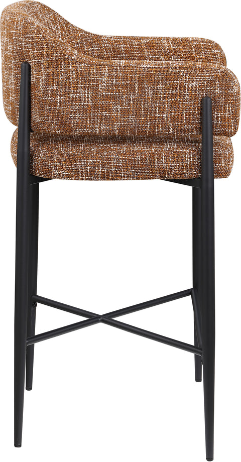 Willow Cognac Fabric Upholstered Counter Stool, 2-Piece