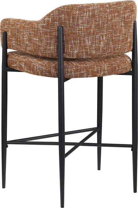 Willow Cognac Fabric Upholstered Counter Stool, 2-Piece