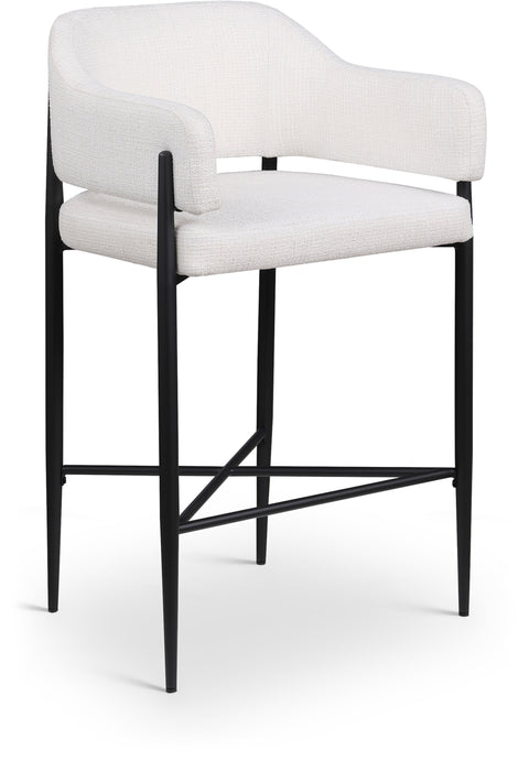 Willow Cream Fabric Upholstered Counter Stool, 2-Piece