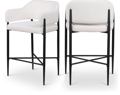 Willow Cream Fabric Upholstered Counter Stool, 2-Piece