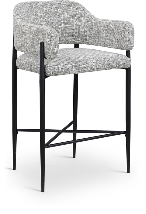 Willow Grey Fabric Upholstered Counter Stool, 2-Piece