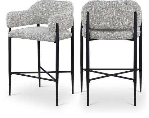 Willow Grey Fabric Upholstered Counter Stool, 2-Piece