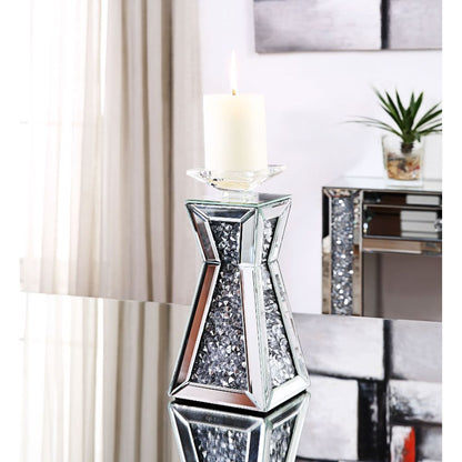 Justice Candle Holder (Set-2), Mirrored, Faux Diamonds