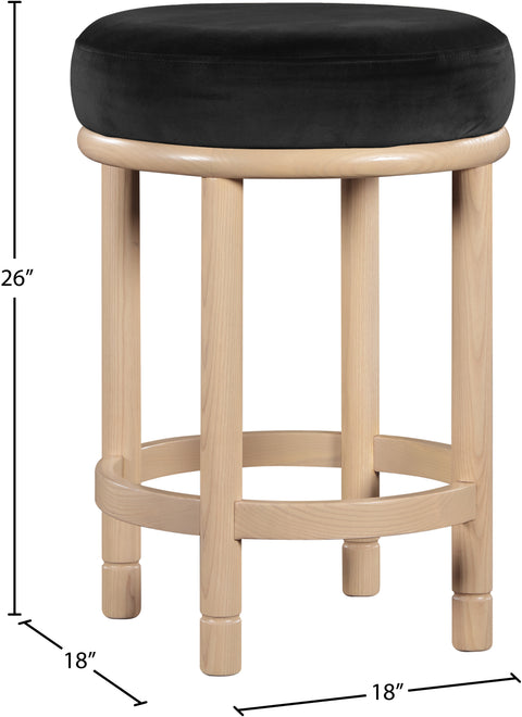 Arden Black Velvet Upholstered Counter Stool, 1 Piece