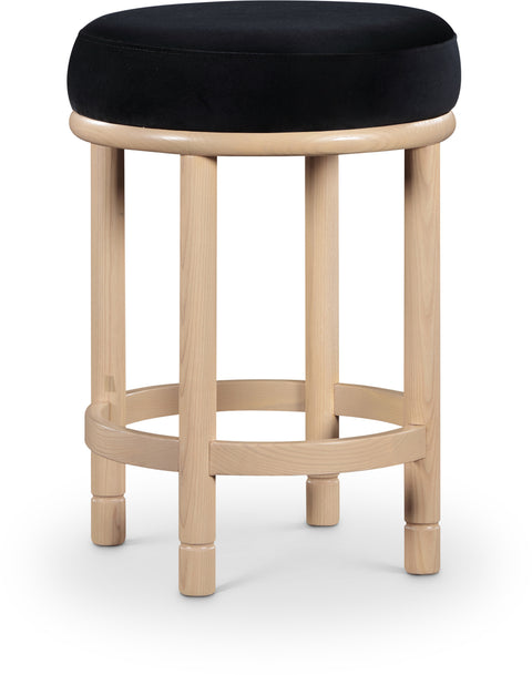 Arden Black Velvet Upholstered Counter Stool, 1 Piece