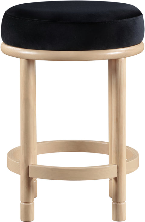 Arden Black Velvet Upholstered Counter Stool, 1 Piece