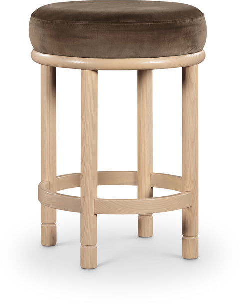 Arden Brown Velvet Upholstered Counter Stool, 1 Piece
