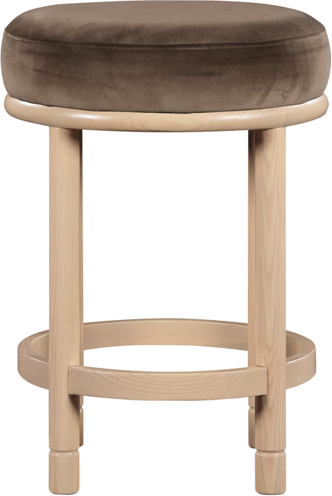 Arden Brown Velvet Upholstered Counter Stool, 1 Piece