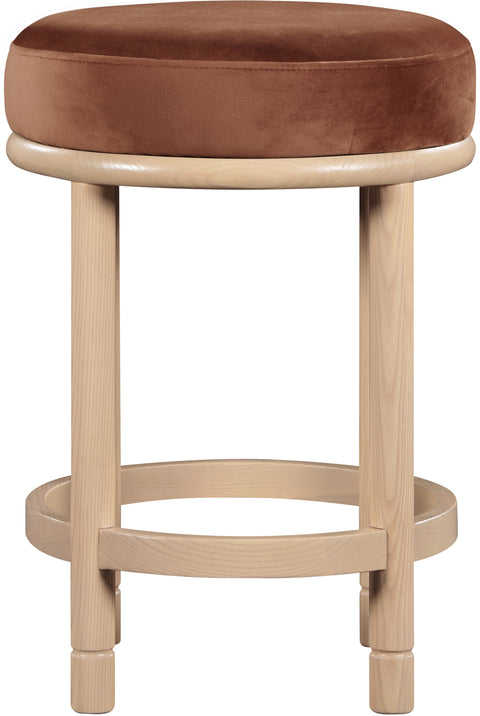 Arden Cognac Velvet Upholstered Counter Stool, 1 Piece