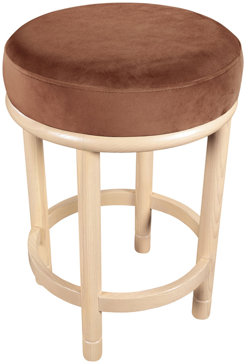 Arden Cognac Velvet Upholstered Counter Stool, 1 Piece