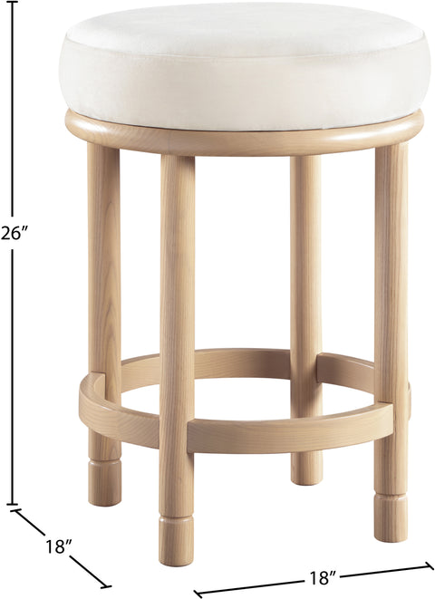 Arden Cream Velvet Upholstered Counter Stool, 1 Piece