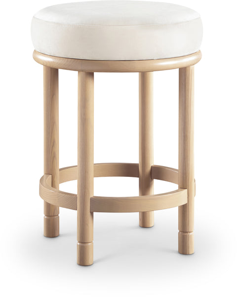 Arden Cream Velvet Upholstered Counter Stool, 1 Piece