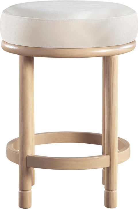 Arden Cream Velvet Upholstered Counter Stool, 1 Piece