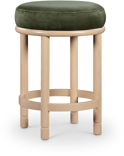 Arden Green Velvet Upholstered Counter Stool, 1 Piece