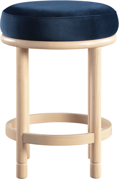 Arden Navy Velvet Upholstered Counter Stool, 1 Piece