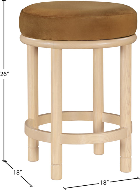 Arden Saddle Velvet Upholstered Counter Stool, 1 Piece