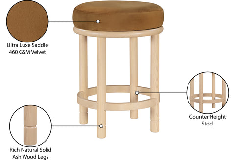 Arden Saddle Velvet Upholstered Counter Stool, 1 Piece