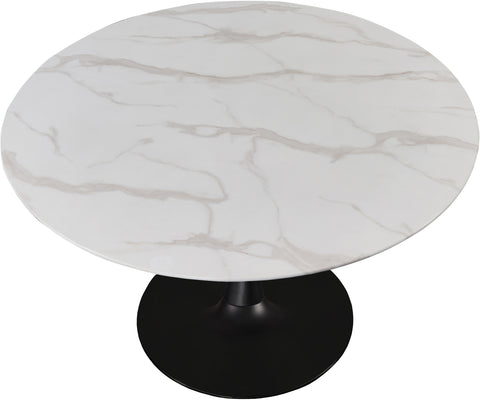 Celine 48" Black Marble Veneer Top And Metal Base Dining Table, 1 Piece