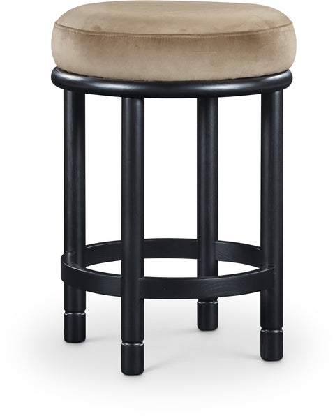 Arden Beige Velvet Upholstered Counter Stool, 1 Piece