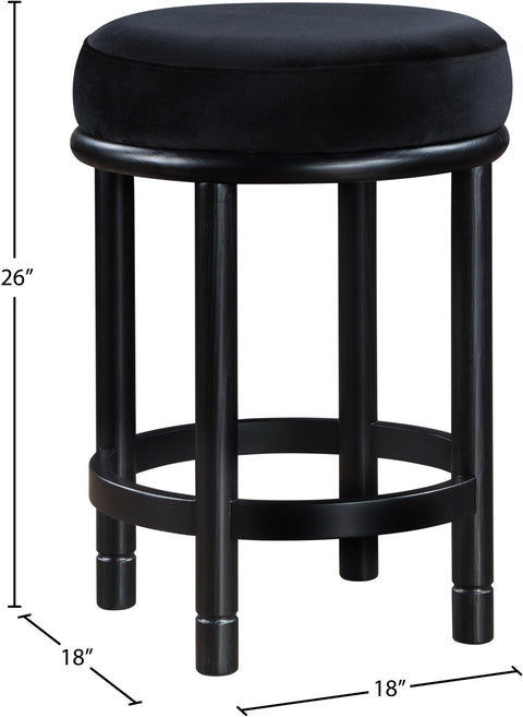 Arden Black Velvet Upholstered Counter Stool, 1 Piece (Style 2)