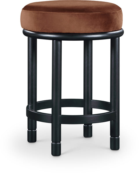 Arden Cognac Velvet Upholstered Counter Stool, 1 Piece (Style 2)