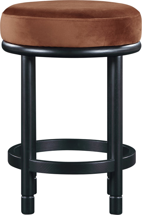 Arden Cognac Velvet Upholstered Counter Stool, 1 Piece (Style 2)