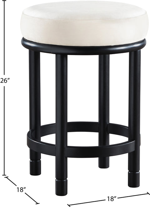 Arden Cream Velvet Upholstered Counter Stool, 1 Piece (Style 2)