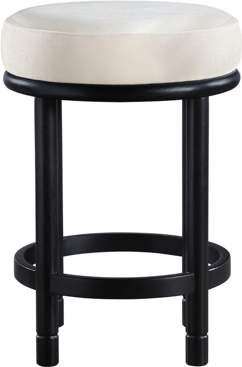 Arden Cream Velvet Upholstered Counter Stool, 1 Piece (Style 2)