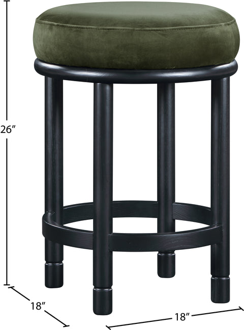 Arden Green Velvet Upholstered Counter Stool, 1 Piece (Style 2)