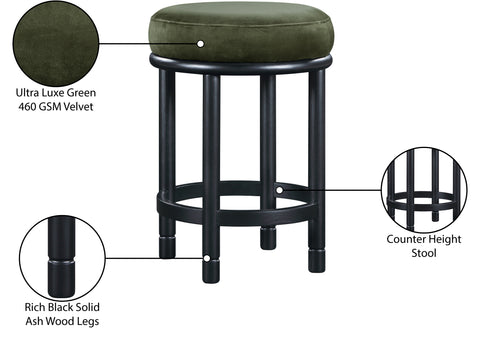 Arden Green Velvet Upholstered Counter Stool, 1 Piece (Style 2)