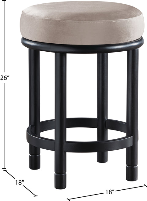 Arden Taupe Velvet Upholstered Counter Stool, 1 Piece