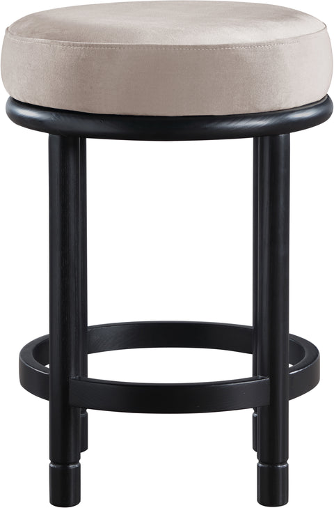 Arden Taupe Velvet Upholstered Counter Stool, 1 Piece