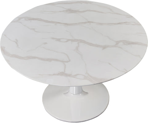 Celine 48" White Marble Veneer Top And Metal Base Dining Table, 1 Piece