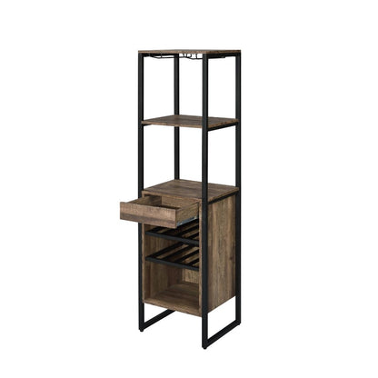 Mithea Wine Rack, Weathered Oak Finish