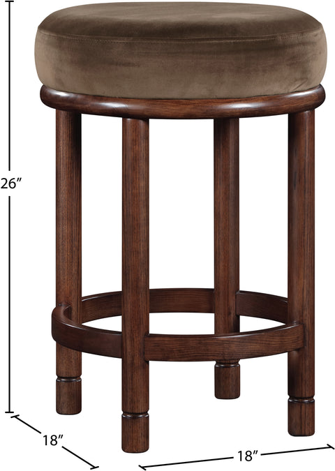 Arden Brown Velvet Upholstered Counter Stool, 1 Piece (Style 2)