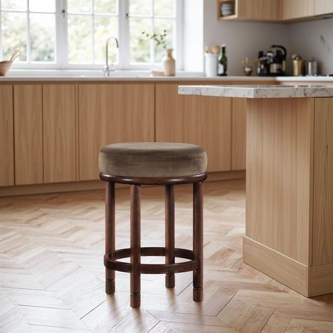 Arden Brown Velvet Upholstered Counter Stool, 1 Piece (Style 2)