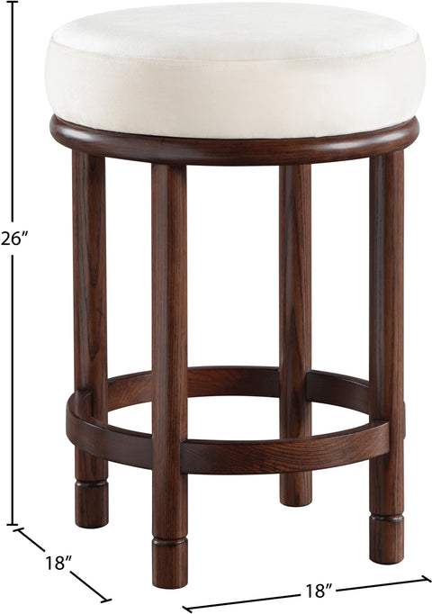 Arden Cream Velvet Upholstered Counter Stool, 1 Piece (Style 3)