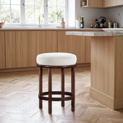 Arden Cream Velvet Upholstered Counter Stool, 1 Piece (Style 3)