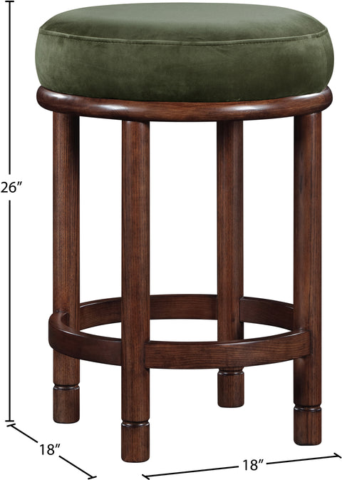 Arden Green Velvet Upholstered Counter Stool, 1 Piece (Style 3)