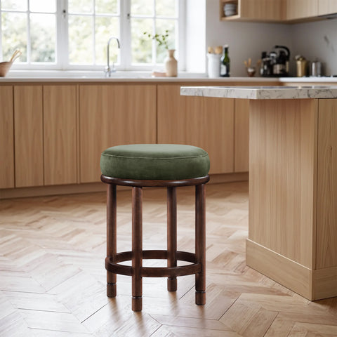 Arden Green Velvet Upholstered Counter Stool, 1 Piece (Style 3)