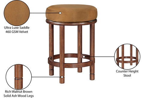 Arden Saddle Velvet Upholstered Counter Stool, 1 Piece (Style 3)