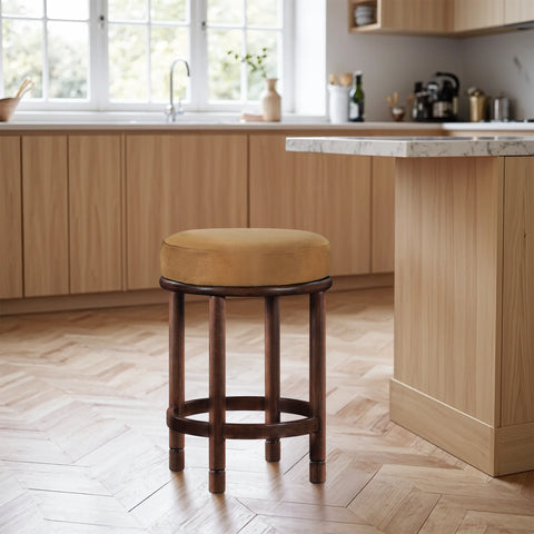 Arden Saddle Velvet Upholstered Counter Stool, 1 Piece (Style 3)