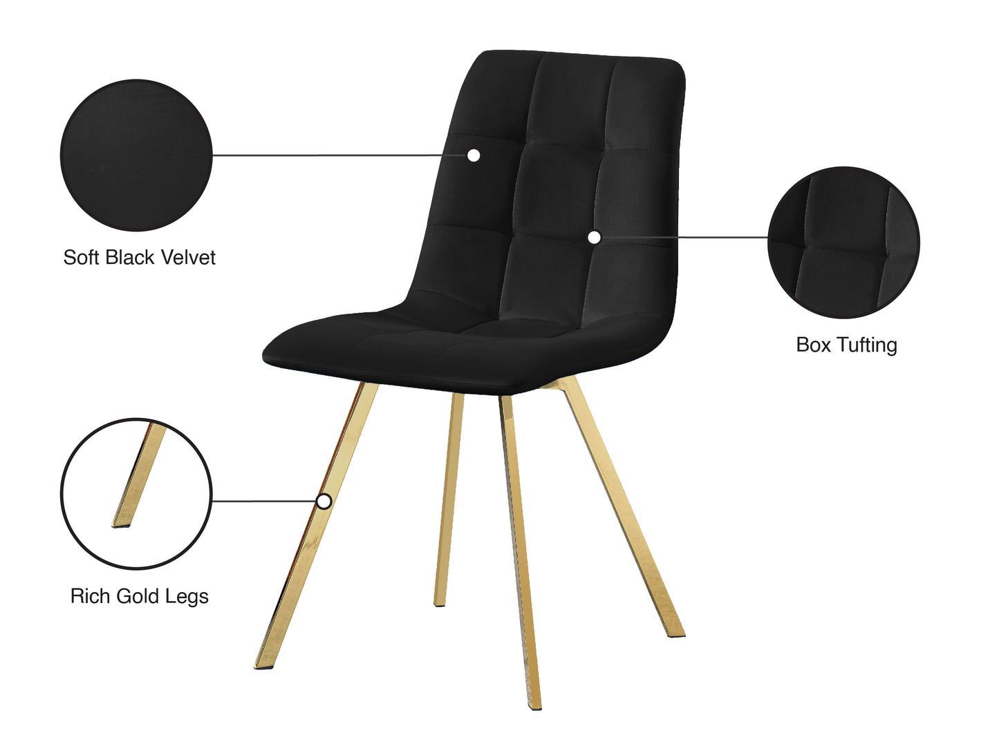 terrazo black velvet dining chair