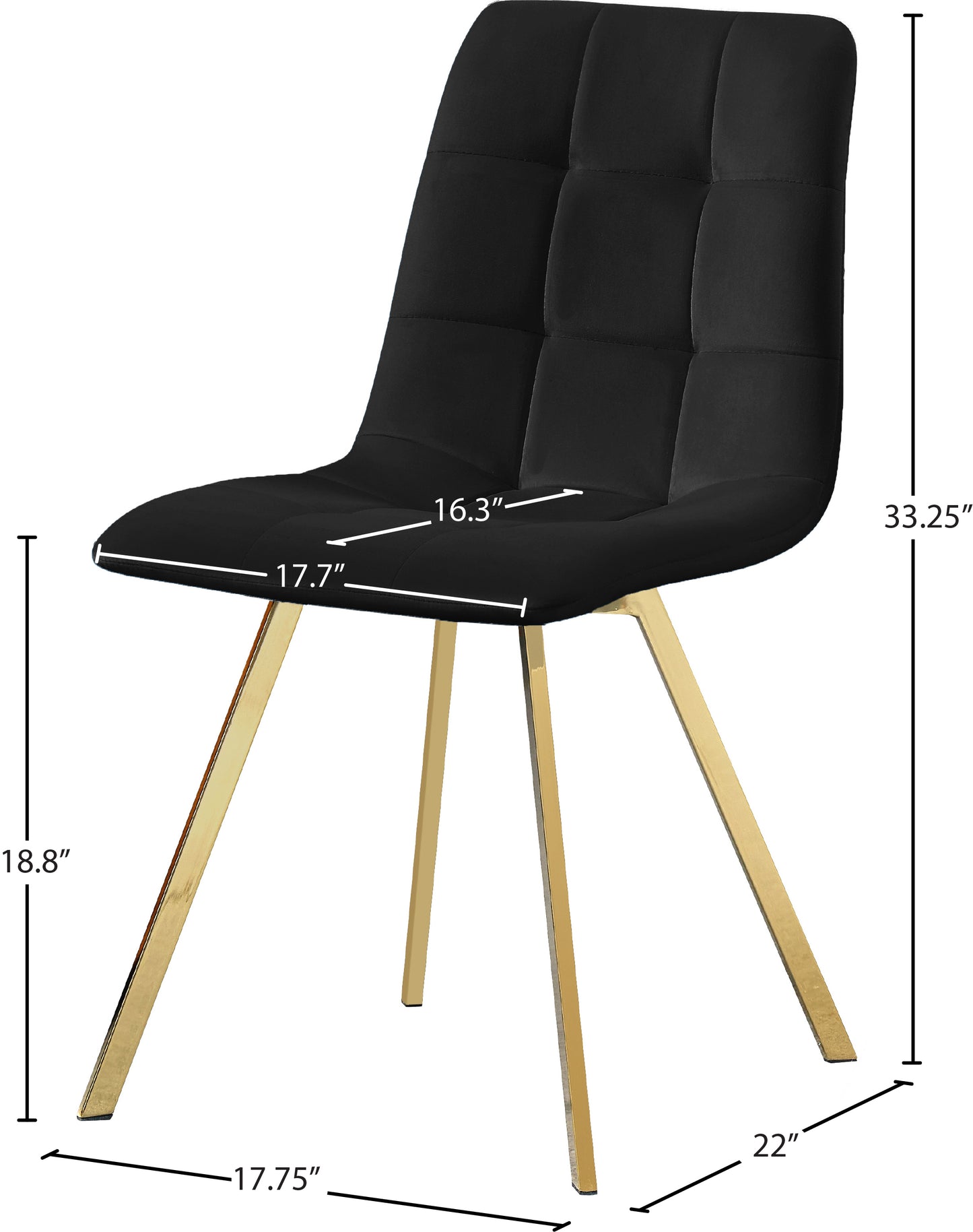 terrazo black velvet dining chair