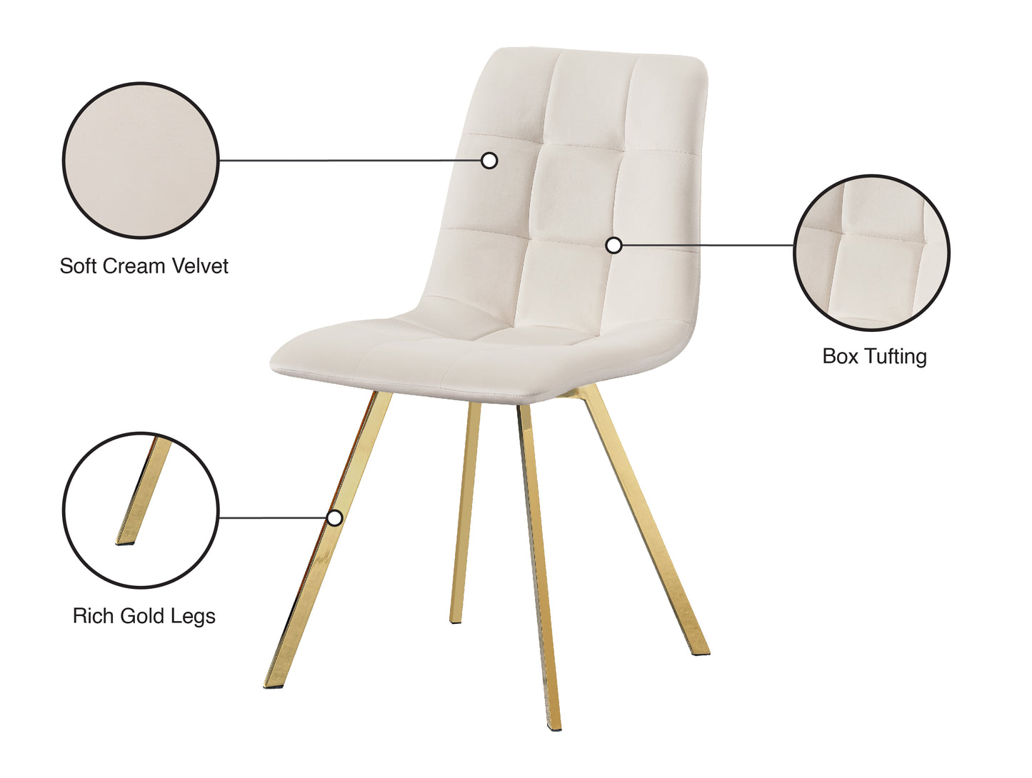 diamante cream velvet dining chair c