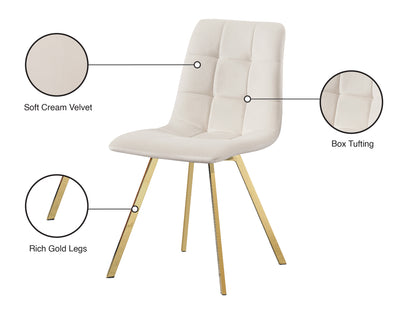 Diamante Cream Velvet Dining Chair C