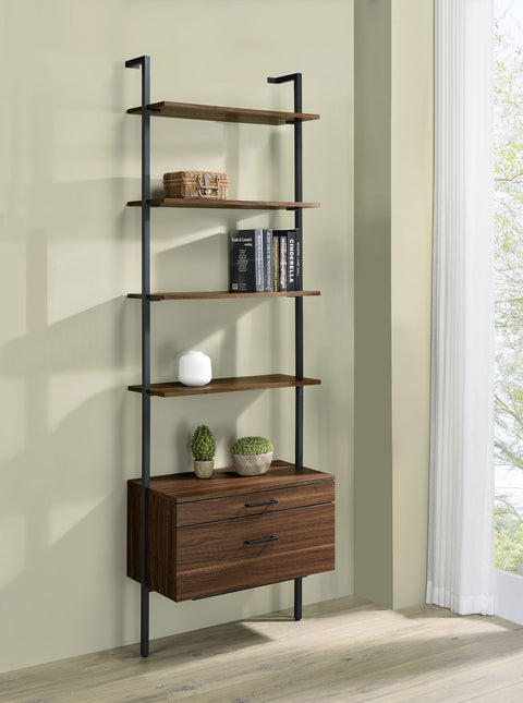 Hillcrest 96-inch 4-shelf Storage Wall Bookshelf WalnutWalnut