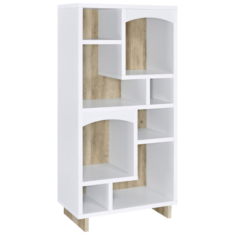 Herrera 65-inch 6-shelf Bookcase White and Distressed PineWhite