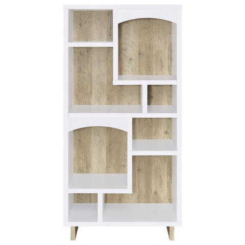 Herrera 65-inch 6-shelf Bookcase White and Distressed PineWhite
