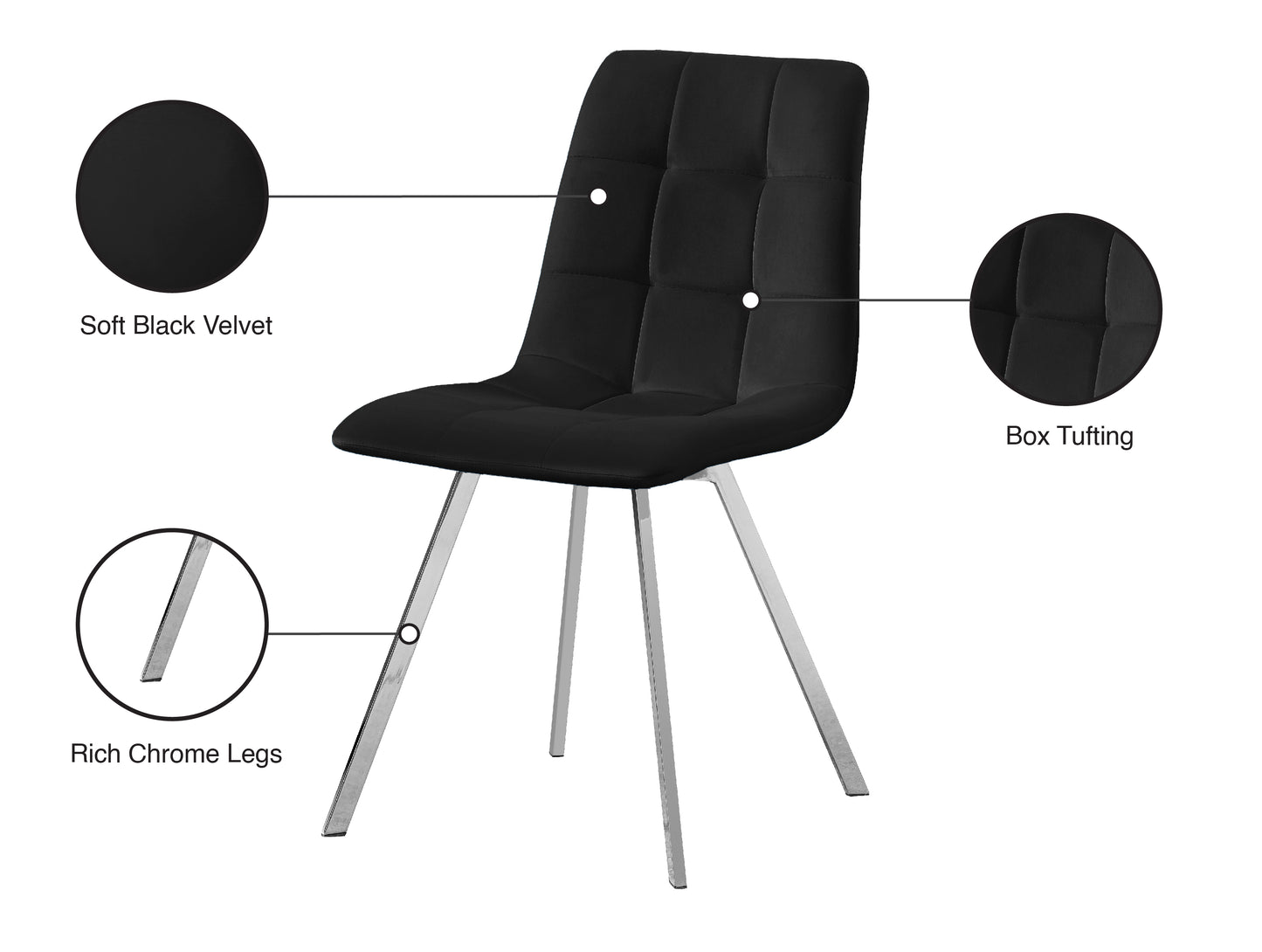 diamante black velvet dining chair c
